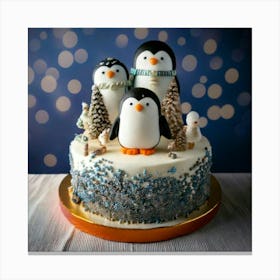 Firefly Beautiful, Decorated, Cake, Penguin, Theme, Fondant, Penguins, Snowy, Accents, Smooth, Blurr (3) Canvas Print