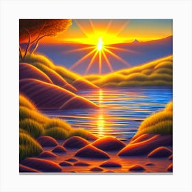 Sunset By The River Canvas Print