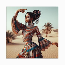 African Woman In The Desert Canvas Print