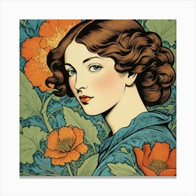 Lady With Flowers Canvas Print