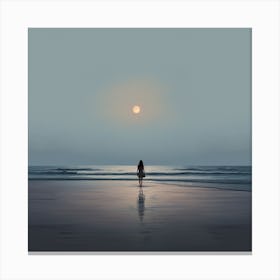 Girl Walking On The Beach Canvas Print