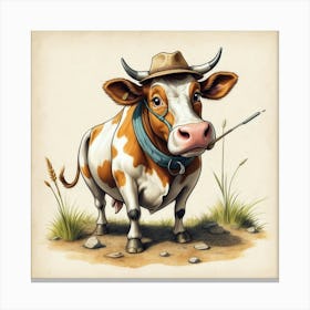 Cow In Hat 7 Canvas Print