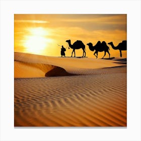 Camels In The Desert Canvas Print