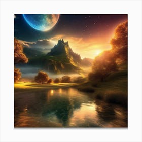 Landscape With Moon Canvas Print