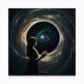 Woman Standing In A Black Hole Canvas Print
