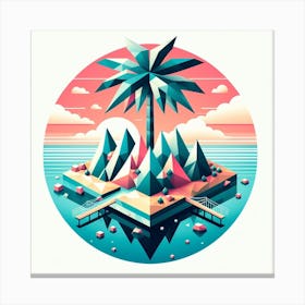 Geometric Art Island with palm tree 3 Canvas Print