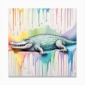Alligator Painting Watercolor Dripping 1 Canvas Print