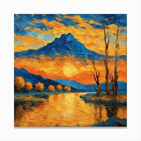 Sunset By The Lake Canvas Print