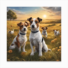 Jack Russell Terriers landscape Canvas Print