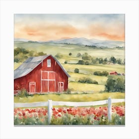 50858 Watercolor Painting Of A Rolling Countryside, With Xl 1024 V1 0 Canvas Print
