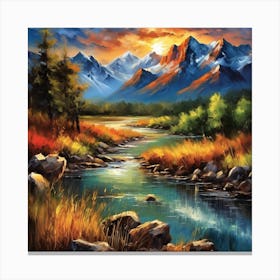 Mountain Landscape Painting Canvas Print