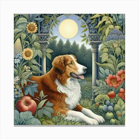 Garden Dog, William Morris style Canvas Print