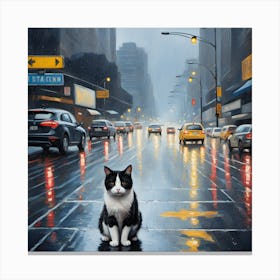 Cat In The Rain Canvas Print