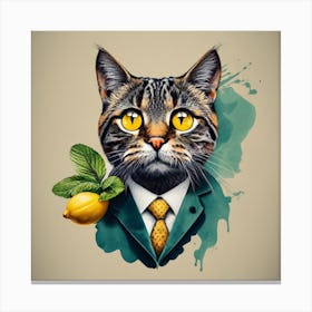 Cat In A Suit 1 Canvas Print