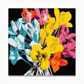 Andy Warhol Style Pop Art Flowers Freesia 3 Square Canvas Print