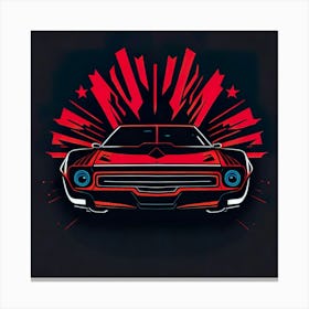 Car Red Artwork Of Graphic Design Flat (133) Canvas Print