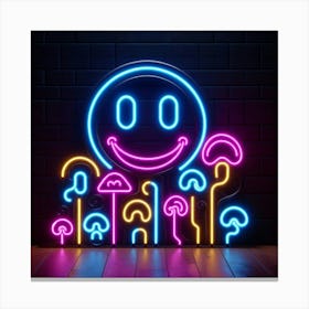 Smiley Face Neon Sign Canvas Print