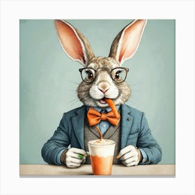 Rabbit With A Cup Of Coffee 2 Canvas Print