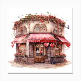 Valentine'S Day Cafe Canvas Print