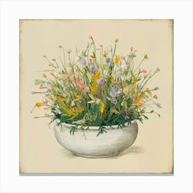 Vintage Wildflowers In A Bowl 8 Canvas Print