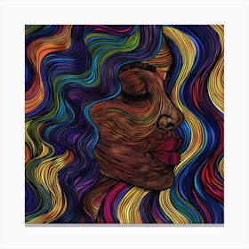 Afro-American Woman With Colorful Hair Canvas Print