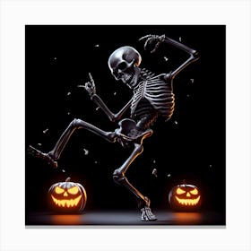 Halloween Skeleton Dancing Canvas Print