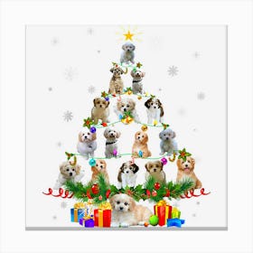 Cavachon Christmas Tree Lights Funny Lover Dog Xmas Pajamas Canvas Print