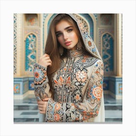 Beautiful Muslim Girl In Islamic Dress Canvas Print