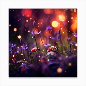 Ladybugs In The Field Canvas Print