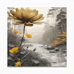 Lotus By The Stream Canvas Print