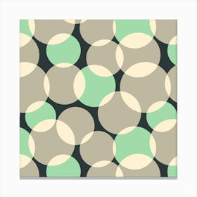 SOFT FOCUS Abstract Geometric Mid-Century Modern Retro Spots in Green Gray Cream on Black Canvas Print