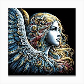 Angel Beauty Minimal Color Line Drawing 1 Canvas Print