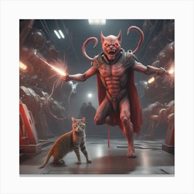 Cat And Demon Canvas Print