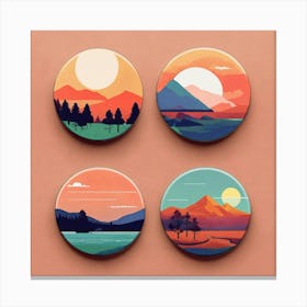 4 Badges Lo Fi Landscape With Minimalist Design (6) Canvas Print