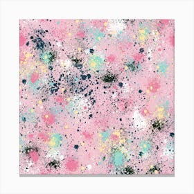 Ink Splatter Dust Pink Pastel Square Canvas Print