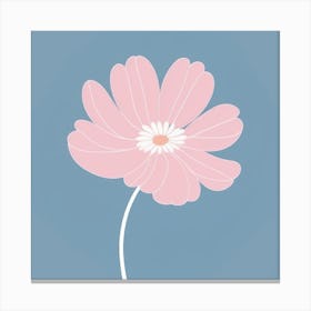 A White And Pink Flower In Minimalist Style Square Composition 45 Canvas Print