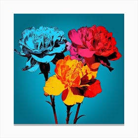Andy Warhol Style Pop Art Flowers Carnation 1 Square Canvas Print