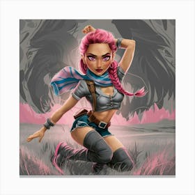 Girl With Pink Hair 3 Canvas Print