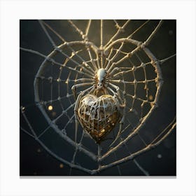 Heart In A Web Canvas Print