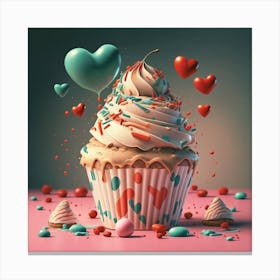 Cupcakes And Hearts 2 Canvas Print