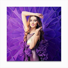 Firefly Woman, Beautiful, Noble, Purple, Dreamy, Geometric Pattern, Background, Elegant, Artistic, S (2) Canvas Print