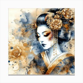 Japan Traditional Geisha Illustration By Ad 165 Canvas Print