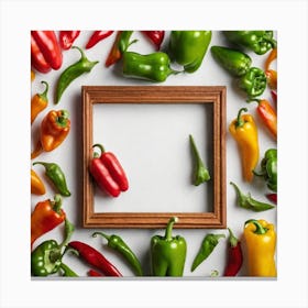 Colorful Peppers In A Frame 2 Canvas Print