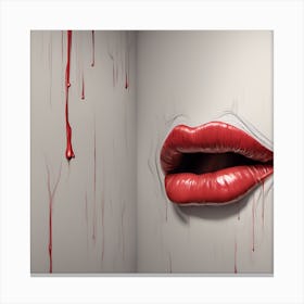 A Red Mouth Draws Canvas Print