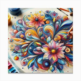 Colorful Flower Painting 1 Canvas Print