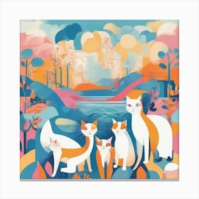 Cats In The Park Canvas Print