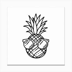 Pop Art Meets Quirkiness: A Single Line Drawing of a Pineapple with Sunglasses Canvas Print