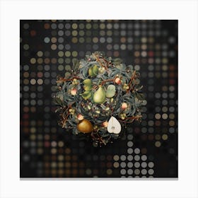 Vintage Pear Fruit Wreath on Dot Bokeh Pattern n.0334 Canvas Print