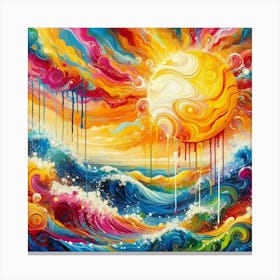 Sun Rising Over The Ocean Canvas Print