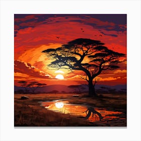 Sunset In The Savannah Canvas Print